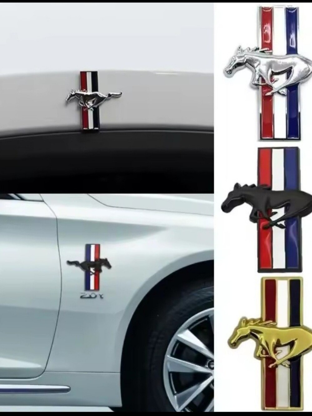 2 New Ford Mustang horse emblem badges See All Colors 8.5x9cm